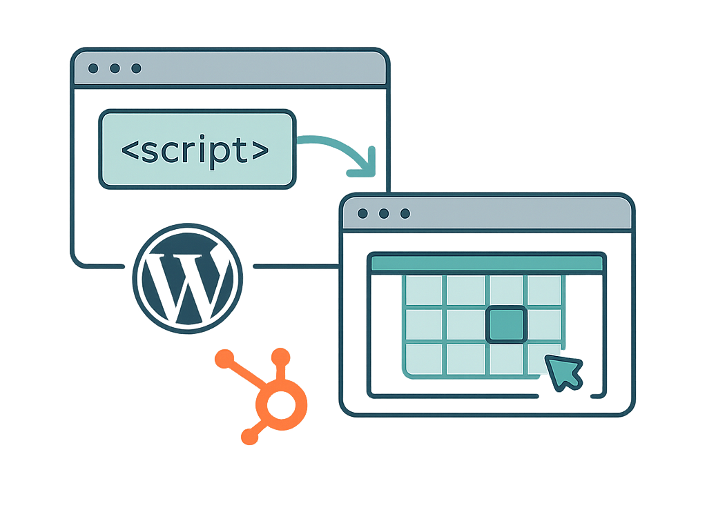 Code embedding interface for integrating event content into WordPress and HubSpot CMS platforms
